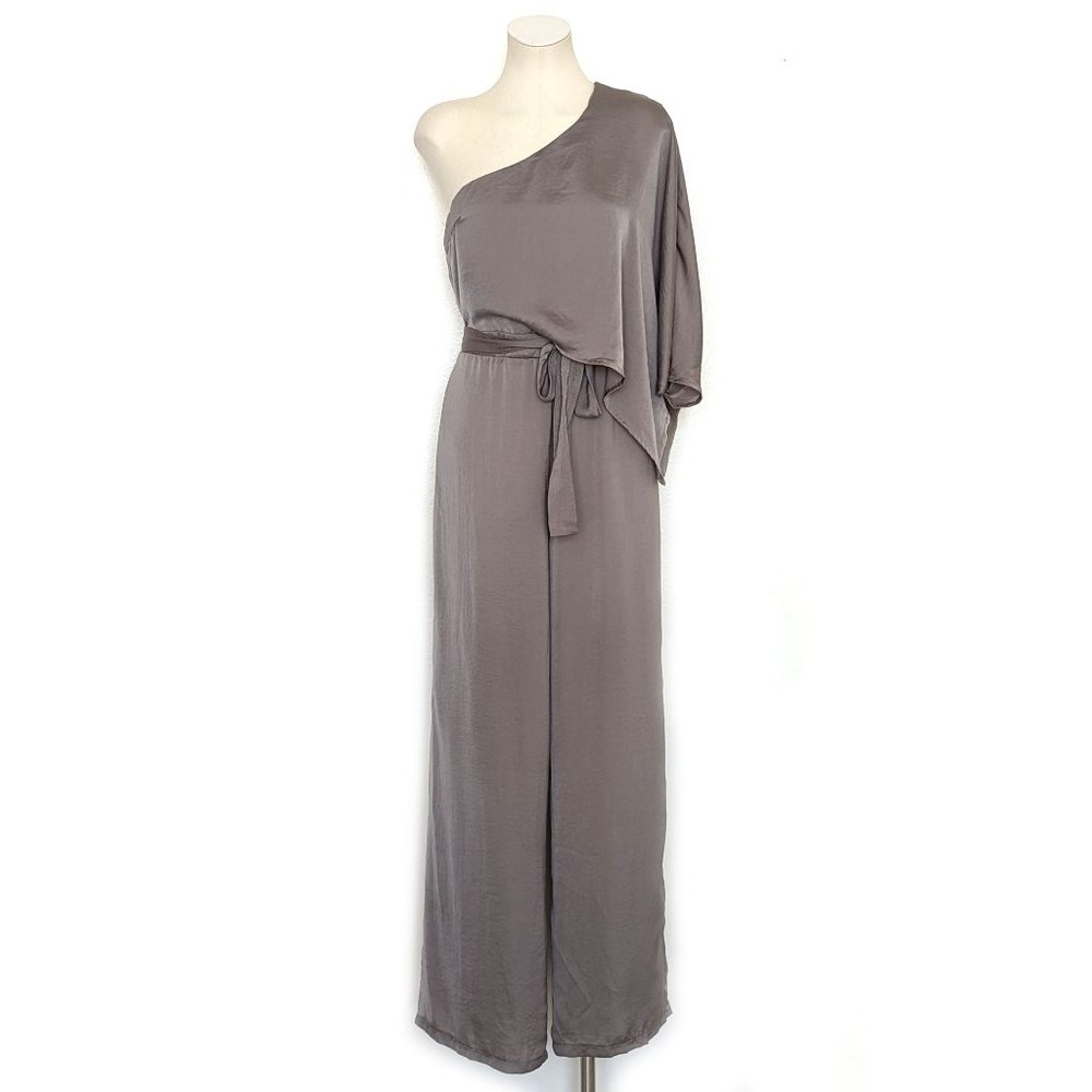 L'Atiste by Amy Gray Brown One Shoulder Wide Leg Jumpsuit Playsuit